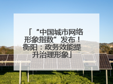 “中国城市网络形象指数”发布！衡阳：政务效能提升治理形象