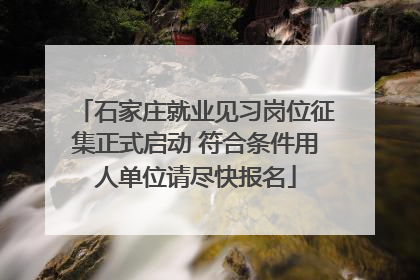 石家庄就业见习岗位征集正式启动 符合条件用人单位请尽快报名