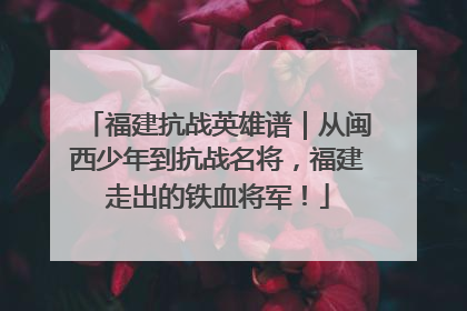 福建抗战英雄谱｜从闽西少年到抗战名将，福建走出的铁血将军！