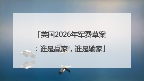 美国2026年军费草案：谁是赢家，谁是输家