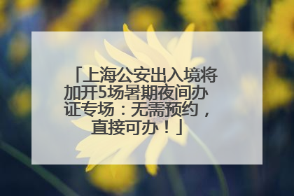 上海公安出入境将加开5场暑期夜间办证专场：无需预约，直接可办！