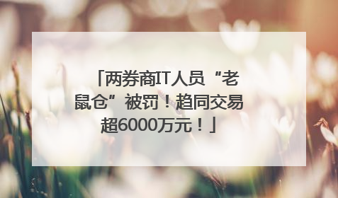 两券商IT人员“老鼠仓”被罚！趋同交易超6000万元！