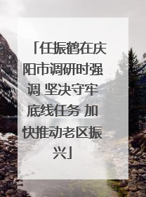 任振鹤在庆阳市调研时强调 坚决守牢底线任务 加快推动老区振兴