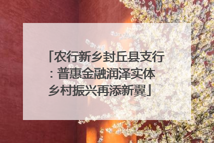 农行新乡封丘县支行：普惠金融润泽实体 乡村振兴再添新翼