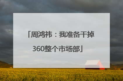 周鸿祎：我准备干掉360整个市场部