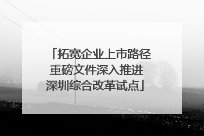 拓宽企业上市路径 重磅文件深入推进深圳综合改革试点