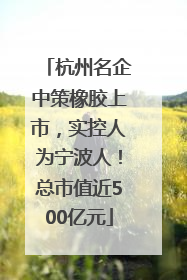 杭州名企中策橡胶上市，实控人为宁波人！总市值近500亿元