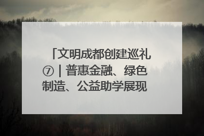 文明成都创建巡礼⑦｜普惠金融、绿色制造、公益助学展现城市文明底色