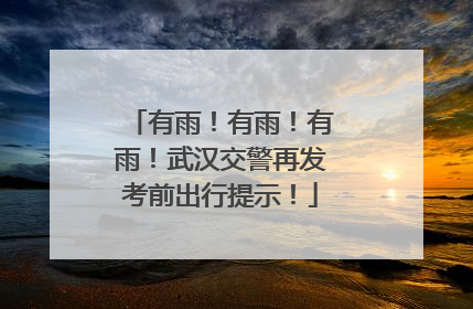 有雨！有雨！有雨！武汉交警再发考前出行提示！
