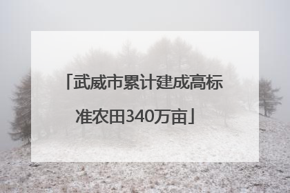 武威市累计建成高标准农田340万亩