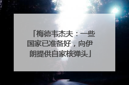 梅德韦杰夫：一些国家已准备好，向伊朗提供自家核弹头
