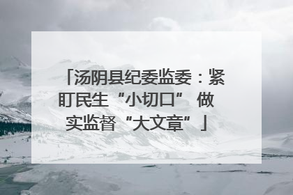 汤阴县纪委监委：紧盯民生“小切口” 做实监督“大文章”