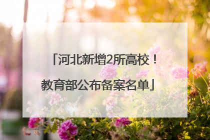 河北新增2所高校！教育部公布备案名单