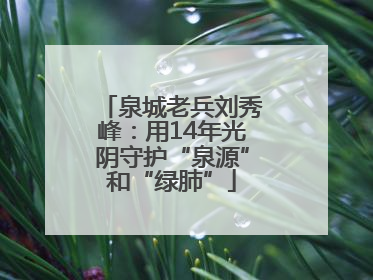 泉城老兵刘秀峰：用14年光阴守护“泉源”和“绿肺”