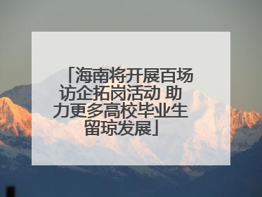 海南将开展百场访企拓岗活动 助力更多高校毕业生留琼发展