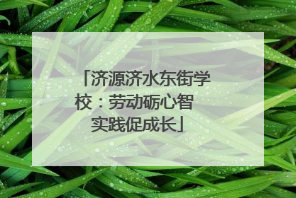 济源济水东街学校：劳动砺心智 实践促成长