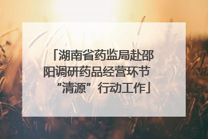 湖南省药监局赴邵阳调研药品经营环节“清源”行动工作