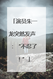 演员朱一龙突然发声：“不忍了！”