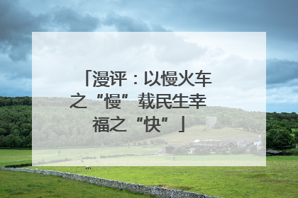 漫评：以慢火车之“慢”载民生幸福之“快”