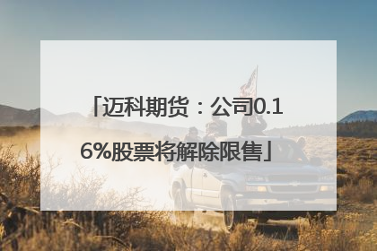 迈科期货：公司0.16%股票将解除限售