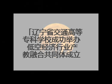 辽宁省交通高等专科学校成功举办 低空经济行业产教融合共同体成立大会暨共建低空经济产教融合新生态论坛