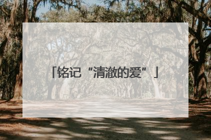 铭记“清澈的爱”