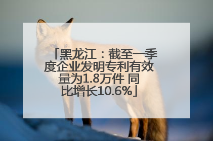 黑龙江：截至一季度企业发明专利有效量为1.8万件 同比增长10.6%