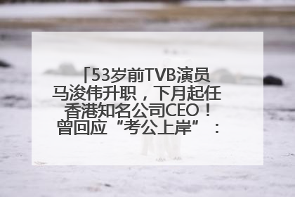 53岁前TVB演员马浚伟升职，下月起任香港知名公司CEO！曾回应“考公上岸”：真不是公务员