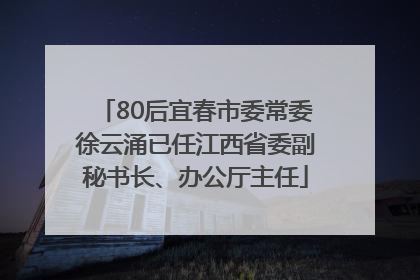 80后宜春市委常委徐云涌已任江西省委副秘书长、办公厅主任